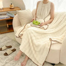 Cream bubble velvet woolen sofa blanket living room throw