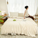 Cream bubble velvet woolen sofa blanket living room throw