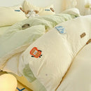 Cream cartoon embroidery jacquard comforter set bedroom bed linen