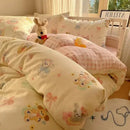 Cream cartoon printed cotton bedding set bedroom bear decor