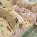 Cream cartoon printed cotton bedding set bedroom bear decor