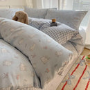 Cream cartoon printed cotton bedding set bedroom bear decor