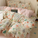 Cream cartoon printed cotton bedding set bedroom bear decor