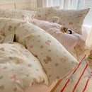 Cream cartoon printed cotton bedding set bedroom bear decor