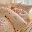 Cream cartoon printed cotton bedding set bedroom bear decor