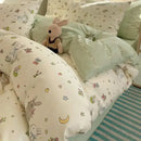 Cream cartoon printed cotton bedding set bedroom bear decor