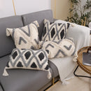 Cream & charcoal grey geometric tufted cushion cover living room decor