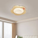 Cream cloud led ceiling light with red accent bedroom decor
