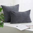 Cream corduroy striped cushion cover living room ribbed pillow