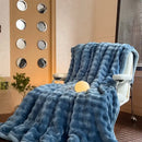 Cream cozy bubble faux rabbit fur blanket bedroom throw