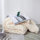 Cream cozy chenille chunky knit blanket bedroom throw