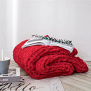 Cream cozy chenille chunky knit blanket bedroom throw