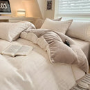 Cream cozy milk fleece bedding set bedroom quilted duvet cover