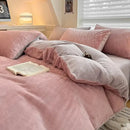 Cream cozy milk fleece bedding set bedroom quilted duvet cover