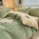 Cream cozy milk fleece bedding set bedroom quilted duvet cover