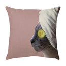 Cream cute cat face decorative cushion cover living room pillow