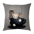Cream cute cat face decorative cushion cover living room pillow