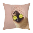 Cream cute cat face decorative cushion cover living room pillow