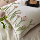 Cream egyptian cotton tulip embroidery bedding set bedroom