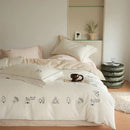 Cream embroidered brushed volcanic fleece bedding set bedroom
