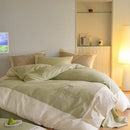 Cream embroidered brushed volcanic fleece bedding set bedroom