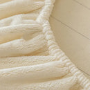 Cream embroidered cozy velvet fitted sheet bedroom bed cover