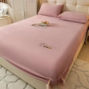 Cream embroidered cozy velvet fitted sheet bedroom bed cover
