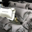 Cream eucalyptus lyocell 1000tc bedding set with lace bedroom decor