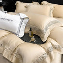 Cream eucalyptus lyocell 1000tc bedding set with lace bedroom decor