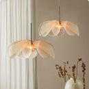 DecorBites™ Cream Fabric Flower Chandelier LED Dining Table Hanging Lamp