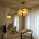 DecorBites™ Cream Fabric Flower Chandelier LED Dining Table Hanging Lamp