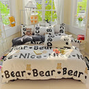 DecorBites™ Cartoon Printed Bedding Set: Soft Cozy Duvet Cover, Bedsheet, Pillowcase, Single Double Bedclothes