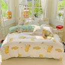 DecorBites™ Cartoon Printed Bedding Set: Soft Cozy Duvet Cover, Bedsheet, Pillowcase, Single Double Bedclothes