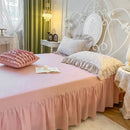 Cream floral double layer lace ruffles bedding set bedroom decor