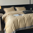 Cream floral jacquard bedding set – bedroom satin quilt cover