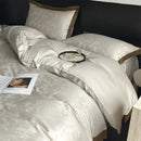 Cream floral jacquard bedding set – bedroom satin quilt cover