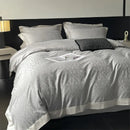 Cream floral jacquard bedding set – bedroom satin quilt cover