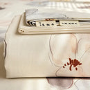 Cream flower print satin bed cover bedroom mattress protector