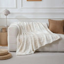 Cream fuzzy faux fur blanket bedroom and living room throw