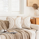 Cream geometric embroidered crocheted pillow cover living room decor
