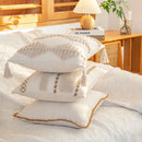 Cream geometric tufted cushion cover living room macrame fringe