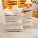Cream geometric tufted cushion cover living room macrame fringe