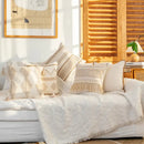 Cream geometric tufted cushion cover living room macrame fringe
