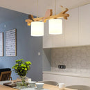 DecorBites™ Simplicity Cream Glass LED Hanging Lamp with Wooden Bird - Dining Room Island Chandelier Light