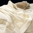 Cream gold wide edge embroidery bedding set bedroom decorbites