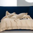 Cream gold wide edge embroidery bedding set bedroom decorbites