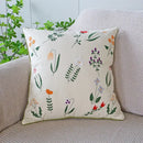 Cream green tulip embroidery cushion cover living room pillow case
