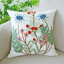 Cream green tulip embroidery cushion cover living room pillow case