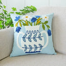 Cream green tulip embroidery cushion cover living room pillow case
