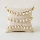 Cream ivory pompom tassel pillow cover living room lace decor
